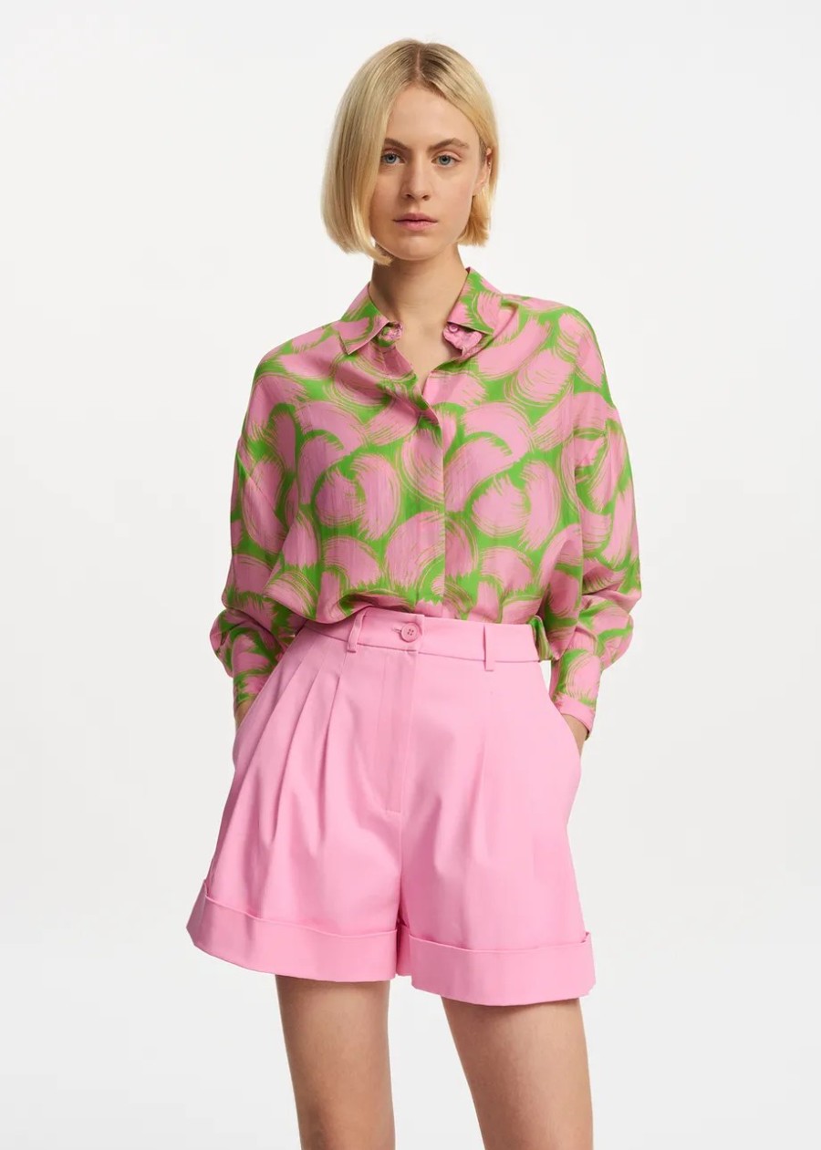 Erre Esse Essentiel Antwerp Firror Silk Shirt Green Lizard Clearance