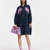 Erre Esse Essentiel Antwerp Frilled Puff Sleeve Dress Navy New