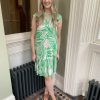 Erre Esse Marella Ezor Flounce Dress Green & Oatmeal Best