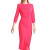 Erre Esse Caroline Kilkenny Maggy Bow Placket Midi Dress Pink Clearance