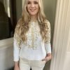 Erre Esse Marella Sport Orleans Cream & Gold Sweater New