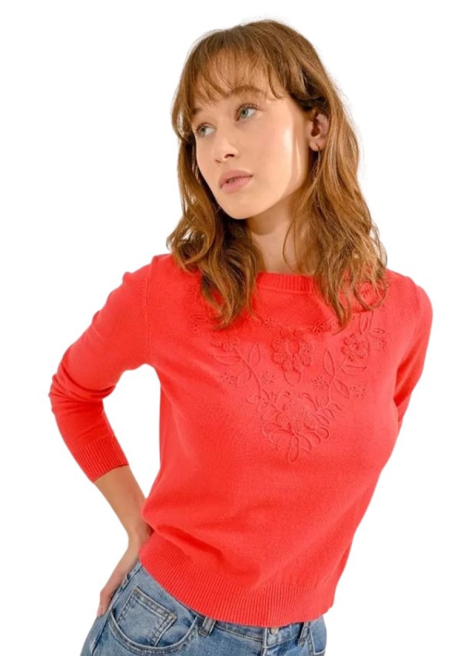 Erre Esse Molly Bracken Flocked Pattern Cropped Sweater Hot