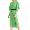 Erre Esse Caroline Kilkenny Camille Floaty Sleeve Contrast Detail Midi Dress Intense Green Clearance