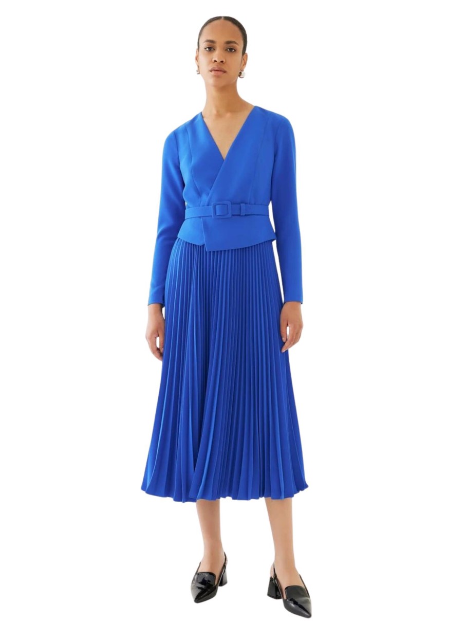 Erre Esse Exquise Double Neckline Blue Dress Hot