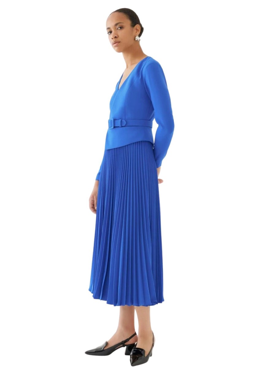 Erre Esse Exquise Double Neckline Blue Dress Hot