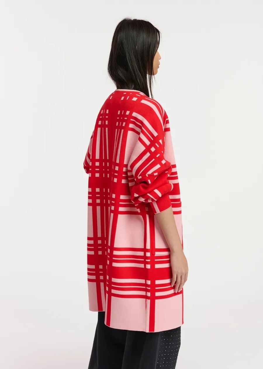 Erre Esse Essentiel Antwerp Flow Long Cardigan Cherry Red Best