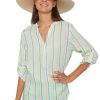 Erre Esse Vilagallo Francina Shirt In Green Neon Stripes Hot