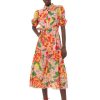 Erre Esse Fracomina Coral Flowers Midi Dress Hot