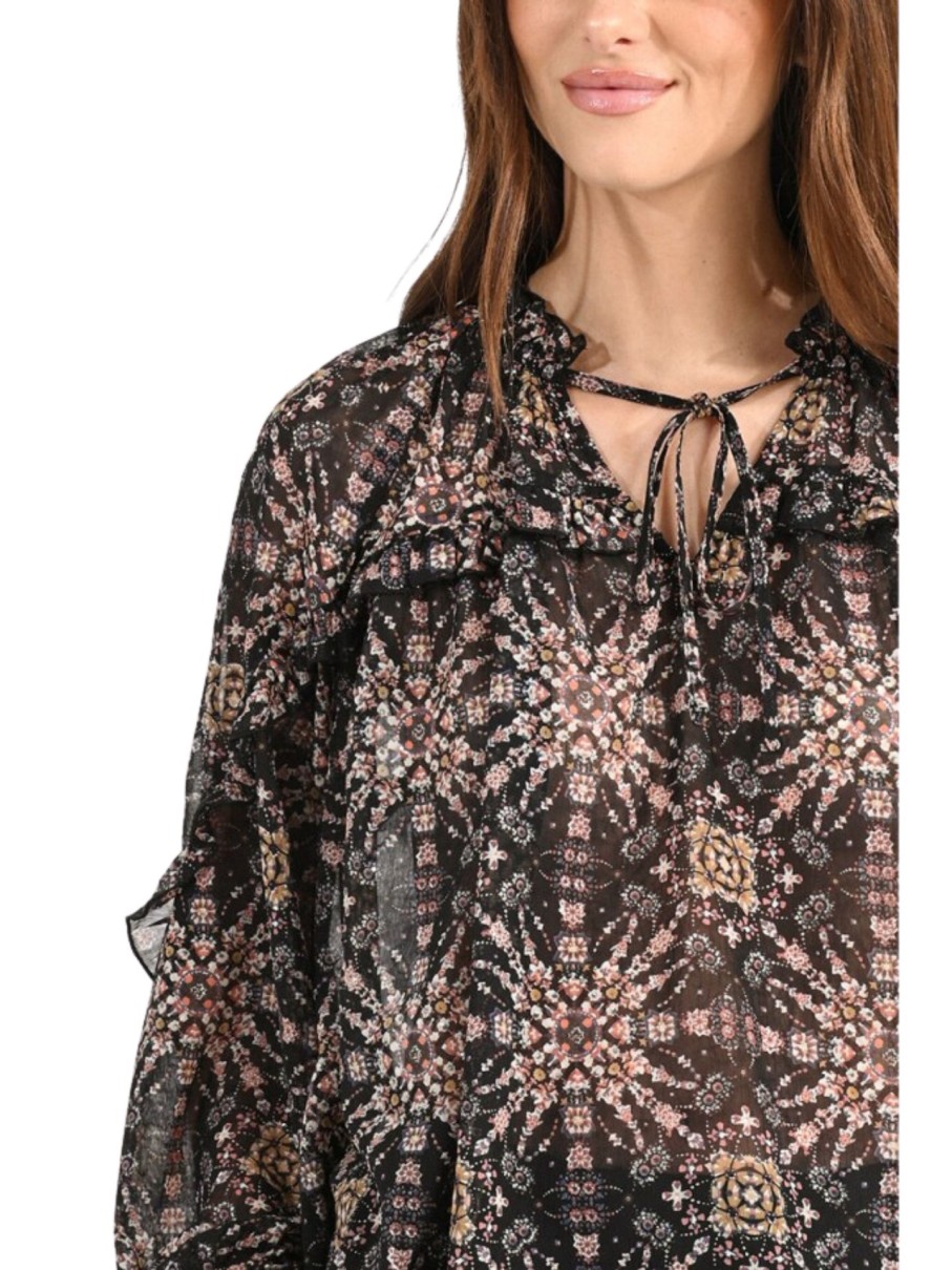 Erre Esse Molly Bracken Graphic Blouse With Shirred Collar Clearance