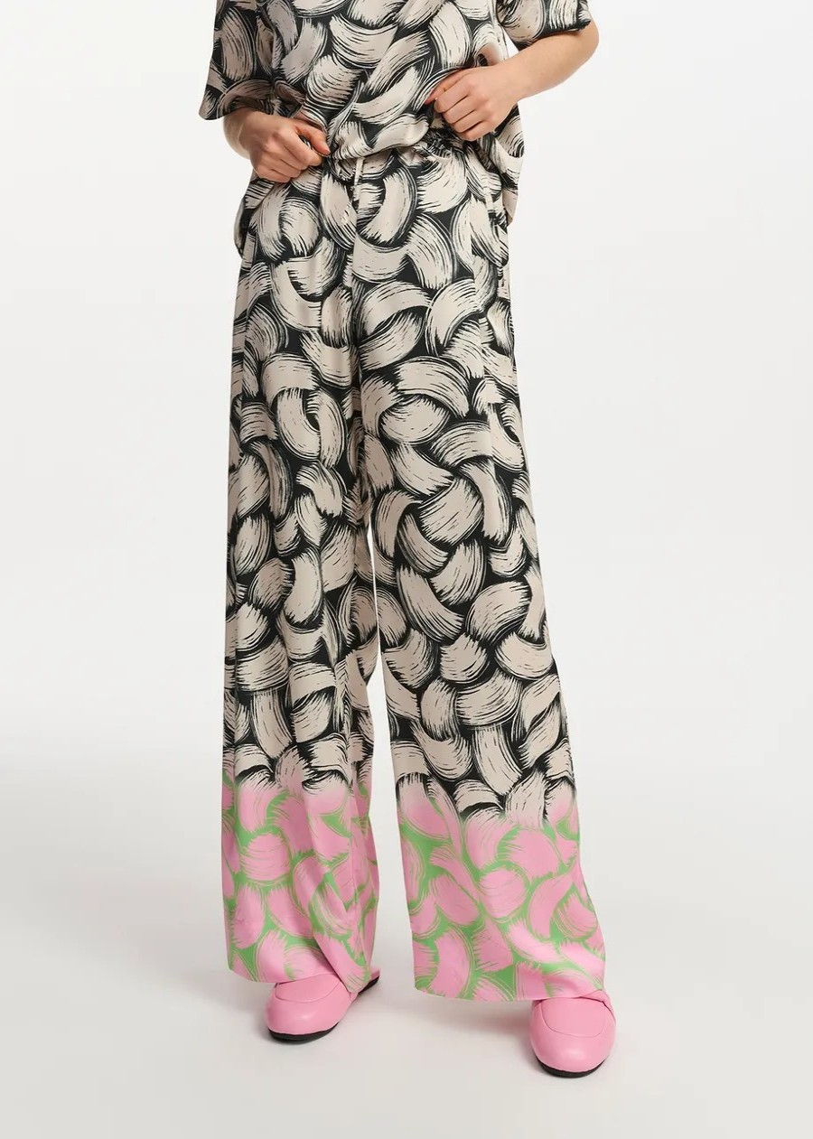 Erre Esse Essentiel Antwerp Firm Black, Off-White & Pink Abstract-Print Wide-Leg Pants Best