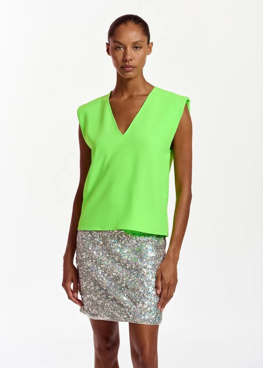 Erre Esse Essentiel Antwerp Falling Sleeveless Top Green Lizard Hot