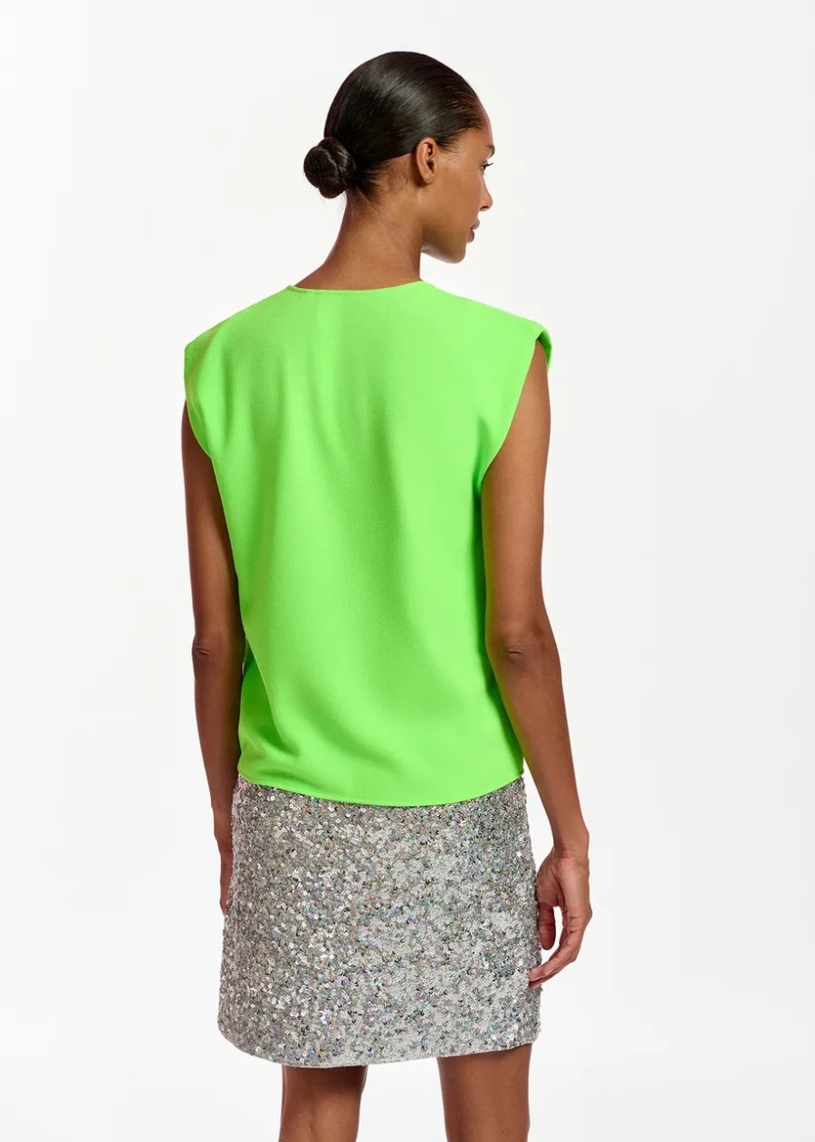 Erre Esse Essentiel Antwerp Falling Sleeveless Top Green Lizard Hot