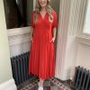 Erre Esse Beatrice B Ruby Red Dress With Tuck Pleated Waist Detail Hot