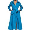 Erre Esse Moskada Amanda Deep Turquoise Taffeta Shirt Dress Clearance