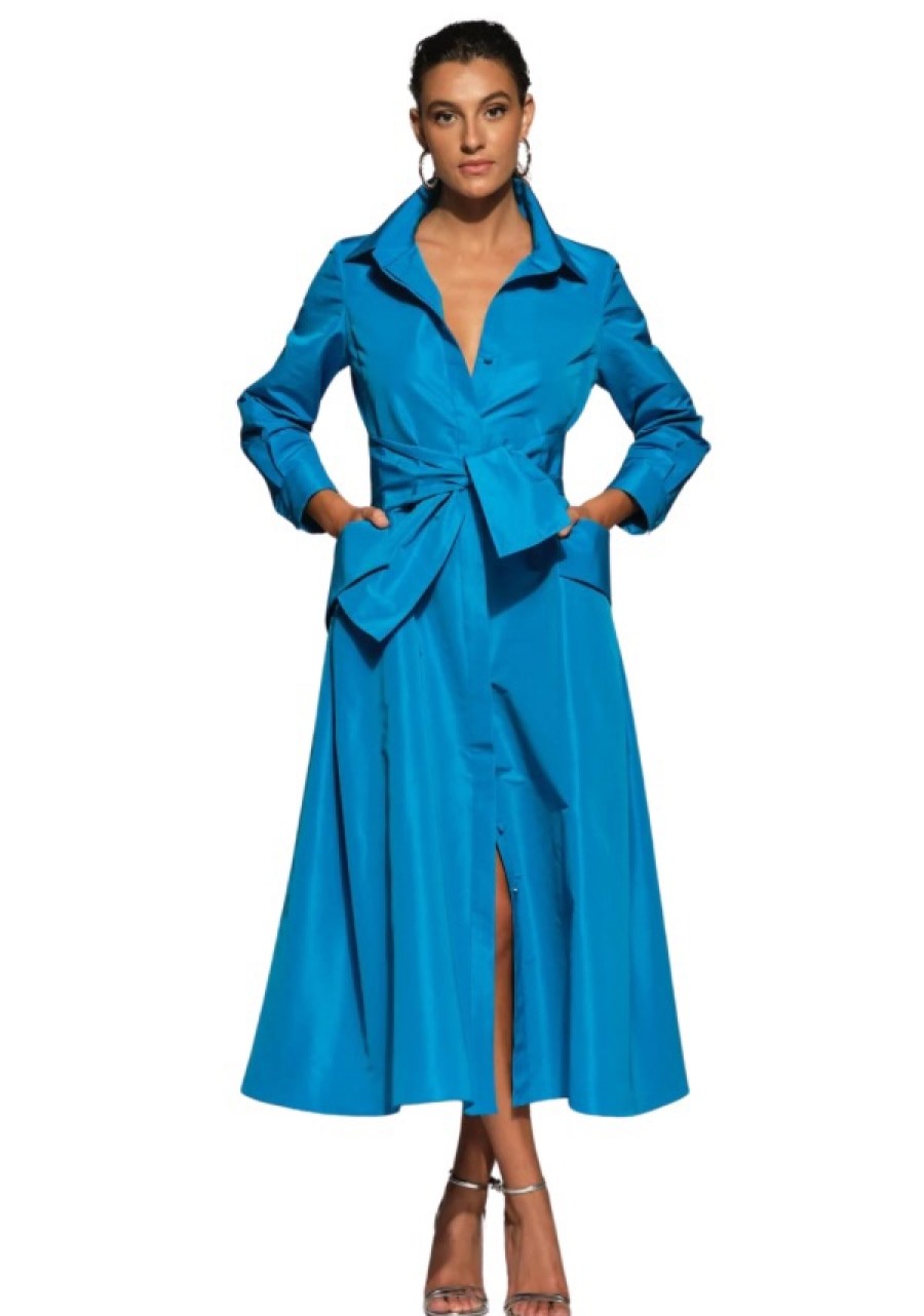 Erre Esse Moskada Amanda Deep Turquoise Taffeta Shirt Dress Clearance