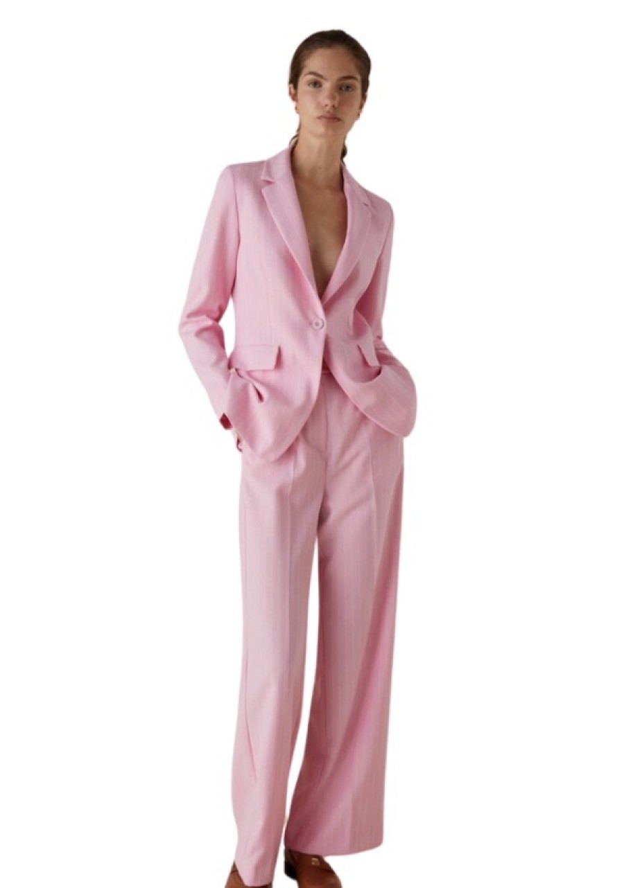 Erre Esse Emme Anello Pink Pinstripe Trousers Suit Wholesale