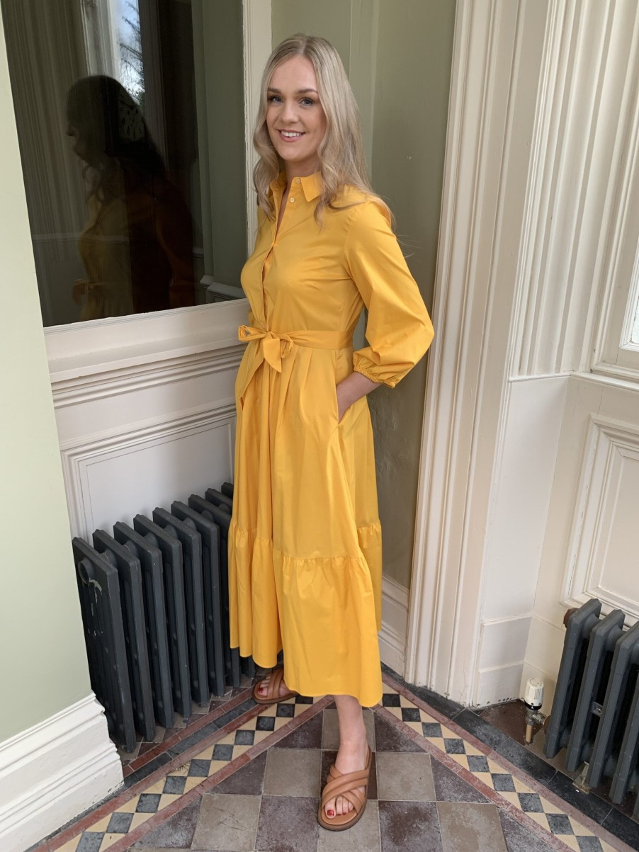 Erre Esse Emme Nitrite Sunflower Yellow Shirt Dress Best