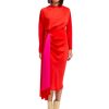 Erre Esse Essentiel Antwerp Estelle Red & Pink Draped Midi-Length Dress Wholesale