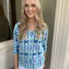 Erre Esse Leo & Ugo Blue & Green Mix V-Neck Patterned Sweater Best