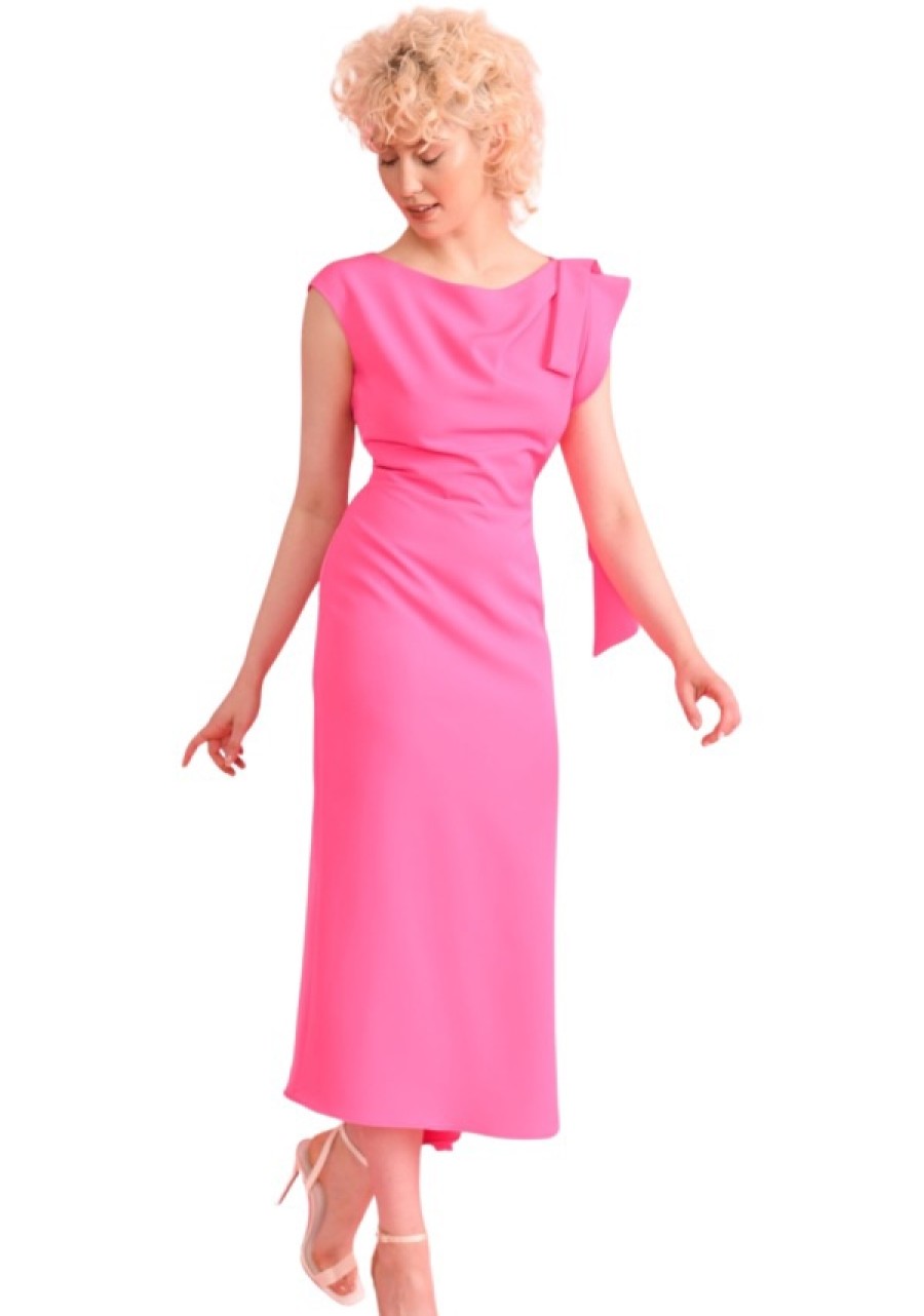 Erre Esse Sisters By Caroline Kilkenny Gianna Shoulder Tie Midi Dress In Pink Best