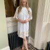 Erre Esse Greek Kori White & Gold Embroidered Linen Tunic Dress With Belt Clearance