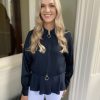 Erre Esse Beatrice B Navy Satin Bomber With Lace Inset Wholesale