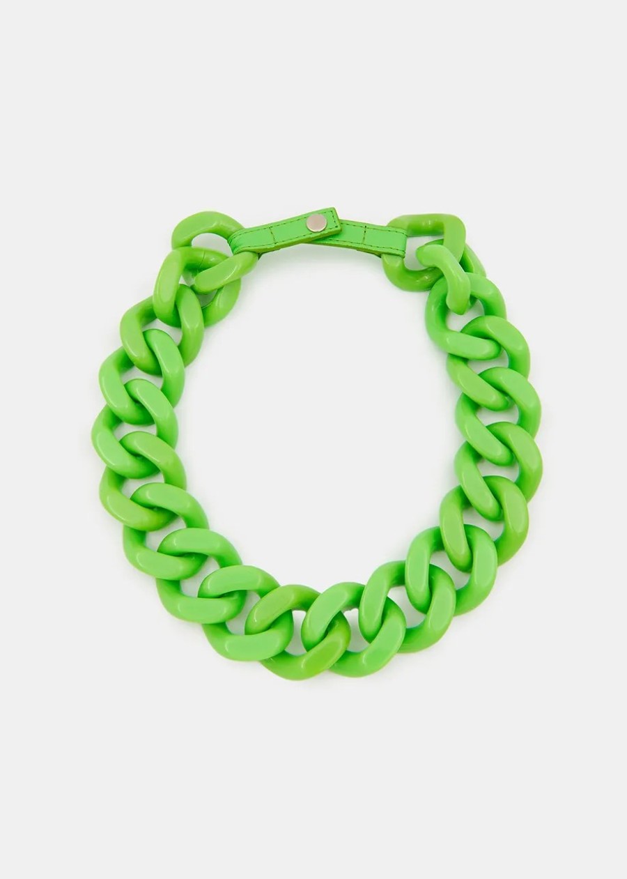 Erre Esse Essentiel Antwerp Floris Chain Necklace Green Lizard Clearance