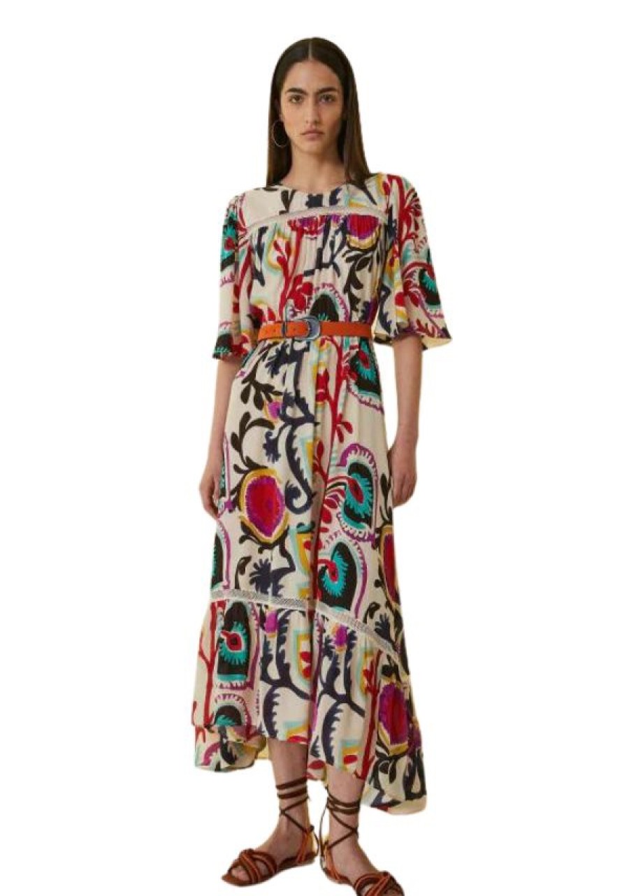 Erre Esse Sfizio Frida Printed Midi Length Multi Print Dress Clearance