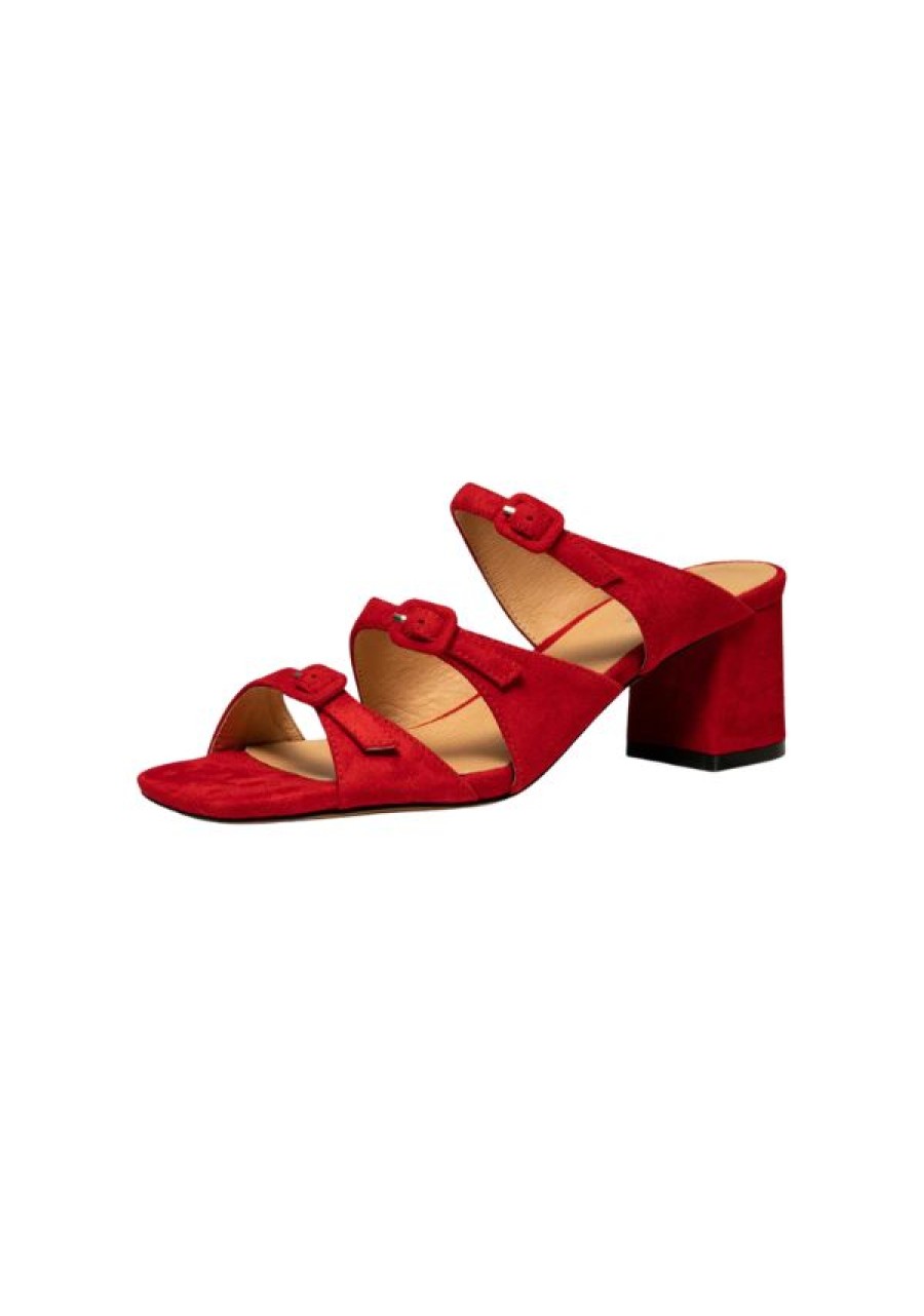 Erre Esse Shoe The Bear Hanna Buckle Mule Suede In Fire Red Clearance