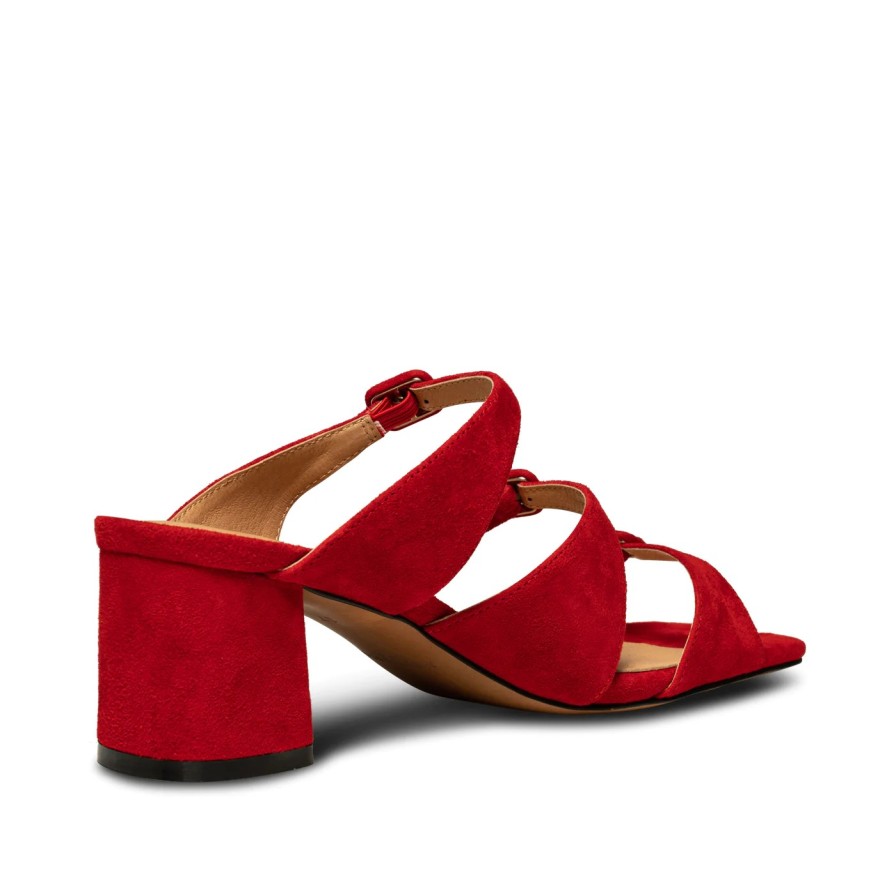 Erre Esse Shoe The Bear Hanna Buckle Mule Suede In Fire Red Clearance