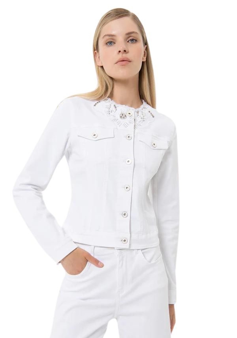 Erre Esse Fracomina White Denim Jacket New