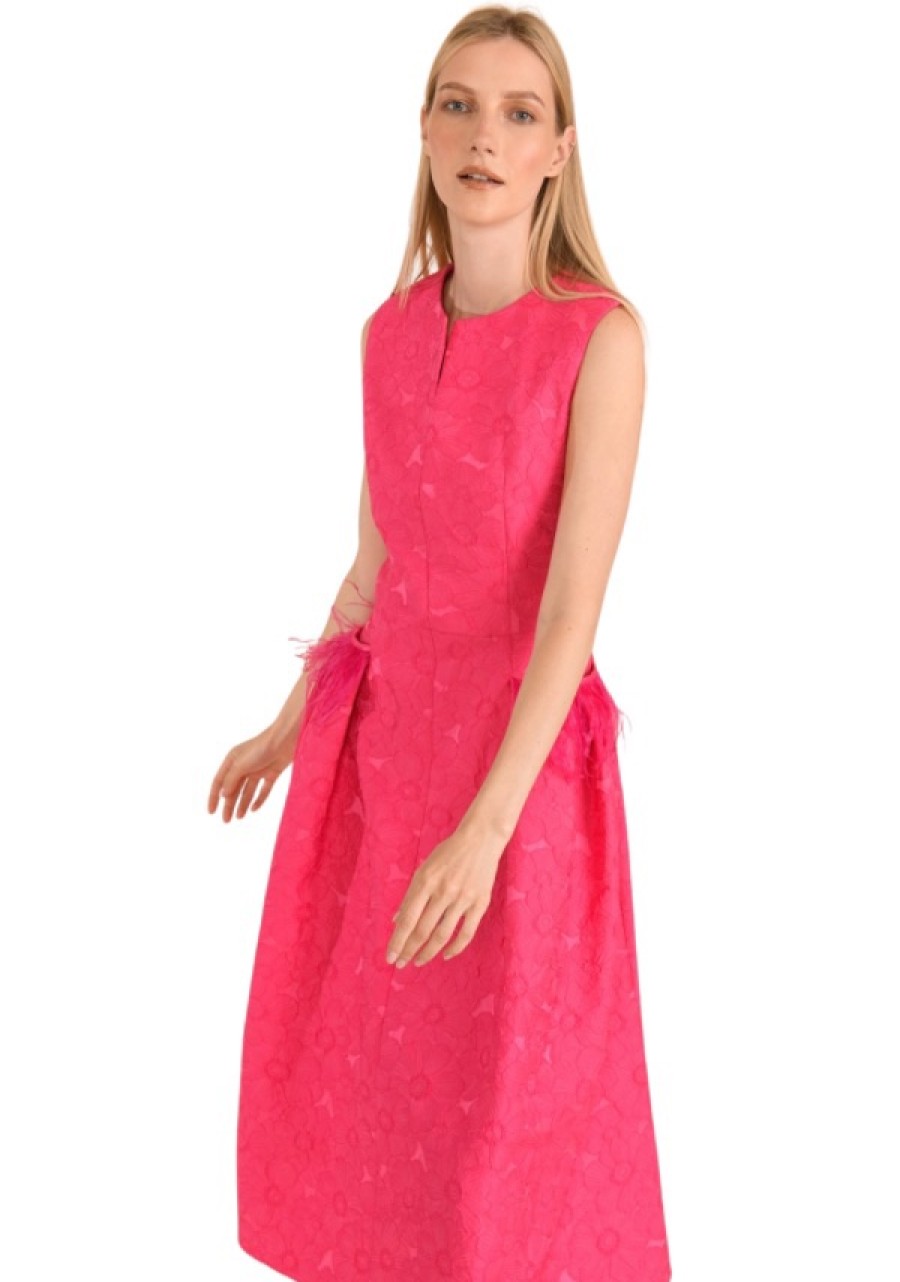 Erre Esse Caroline Kilkenny Hazel Floral Jacquard Midi A Line Dress Fushia Wholesale