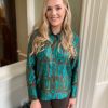 Erre Esse Anonyme Queen Green Print Shirt In Funky Green & Brown Wholesale