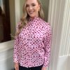 Erre Esse Silvian Heach Soft Pink Blouse With Red Polka Dots And Back Drape Detail New