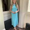 Erre Esse Exquise Blue Dress With Shirt Collar And Sleeveless Design Hot