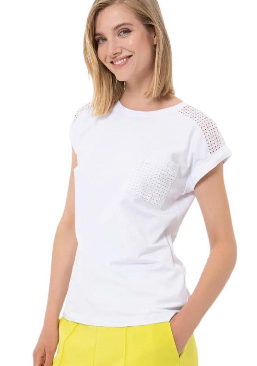 Erre Esse Fracomina White T-Shirt With Lace Pocket Hot