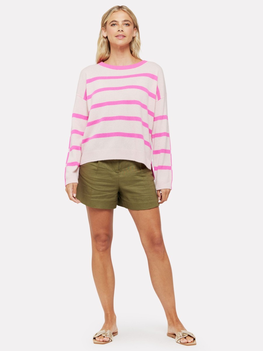 Erre Esse Brodie Cashmere Two Tone Pink Stripe Knit Wholesale