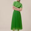 Erre Esse Tara Jarmon Juliet Green Pleated Tulle Skirt Wholesale