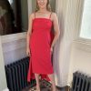 Erre Esse Moskada Cecilia Coral Red Dress With Bow Detail Hot