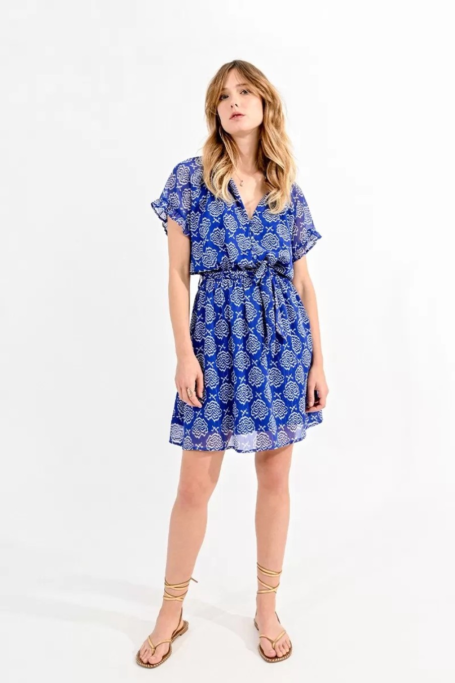 Erre Esse Molly Bracken Blue Print Dress Online