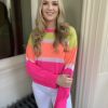 Erre Esse Brodie Cashmere Neon Block Colour Sweater New