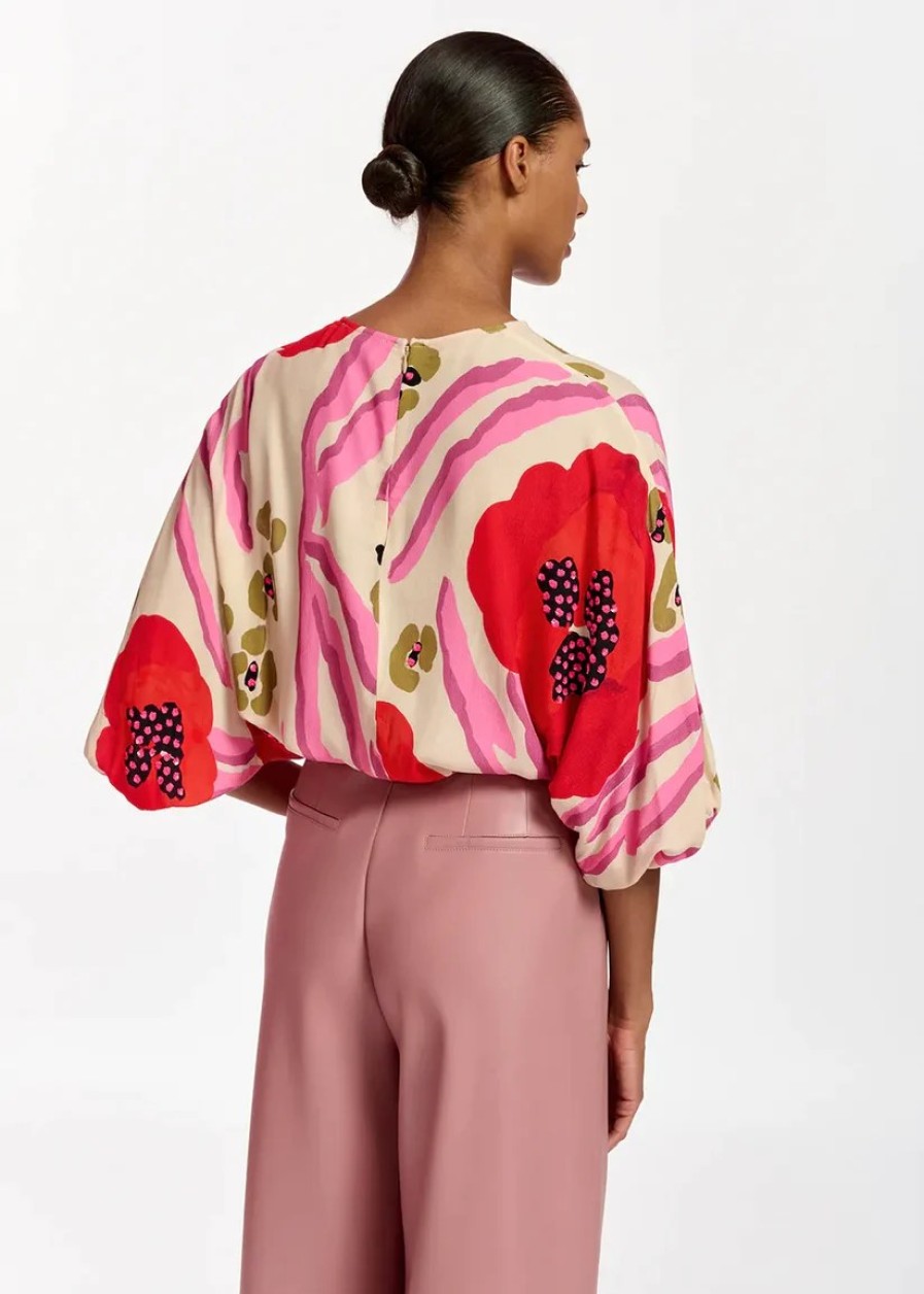 Erre Esse Essentiel Antwerp Flowerpower Puff Sleeve Top Hot