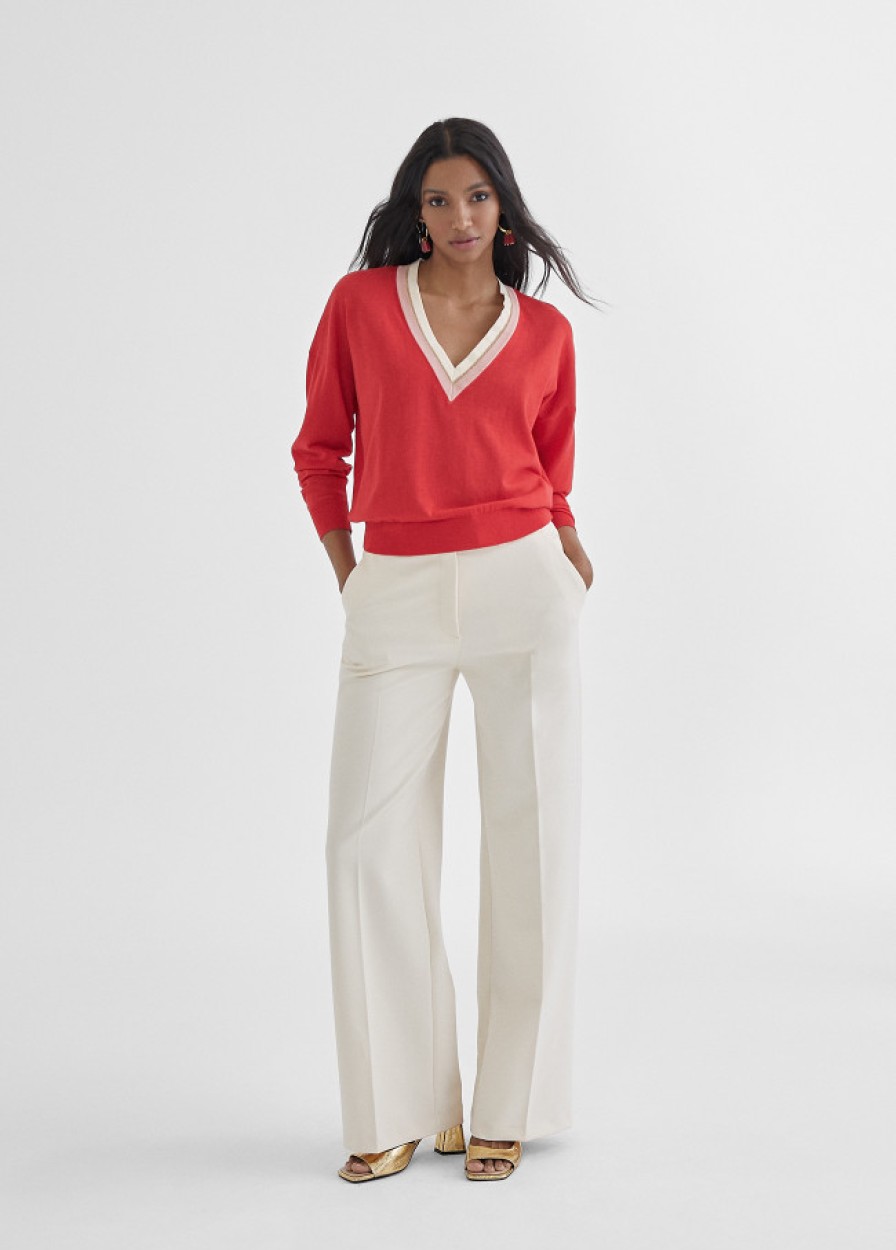 Erre Esse Lola Casademunt By Maite Contrast V-Neckline Sweater Clearance