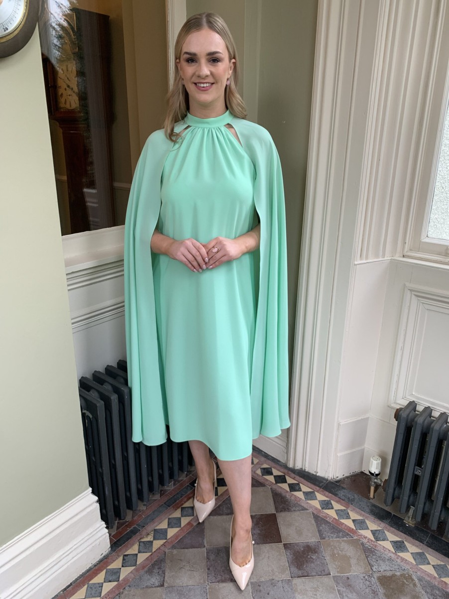 Erre Esse Moskada Mimosa Mint Green Cape Dress Online