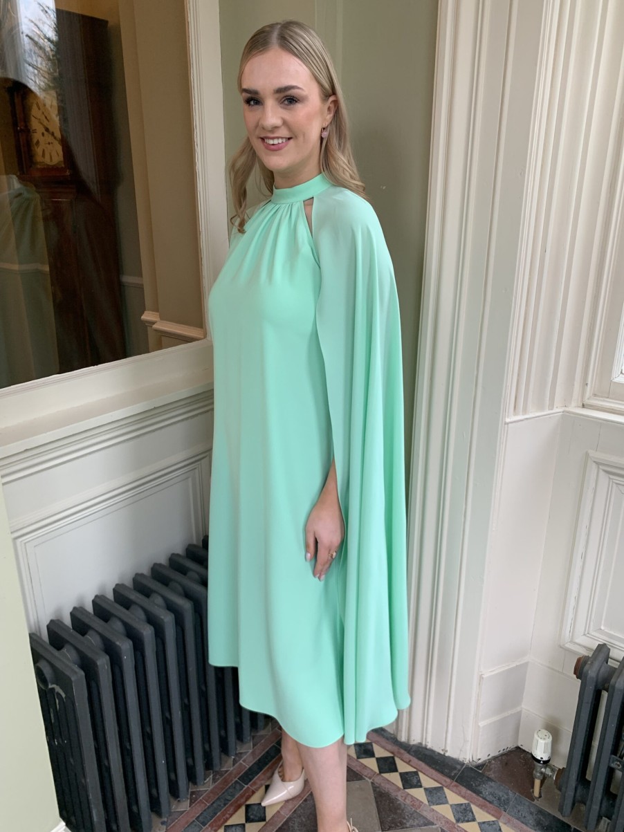 Erre Esse Moskada Mimosa Mint Green Cape Dress Online