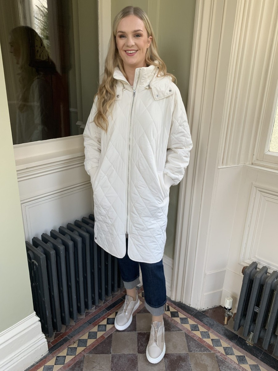 Erre Esse Inwear Ektra Cream Lightly Quilted Coat With Hood Clearance