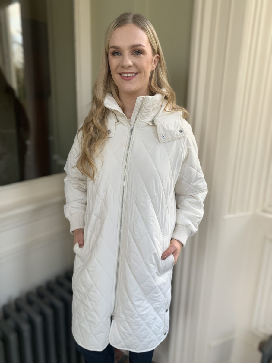 Erre Esse Inwear Ektra Cream Lightly Quilted Coat With Hood Clearance